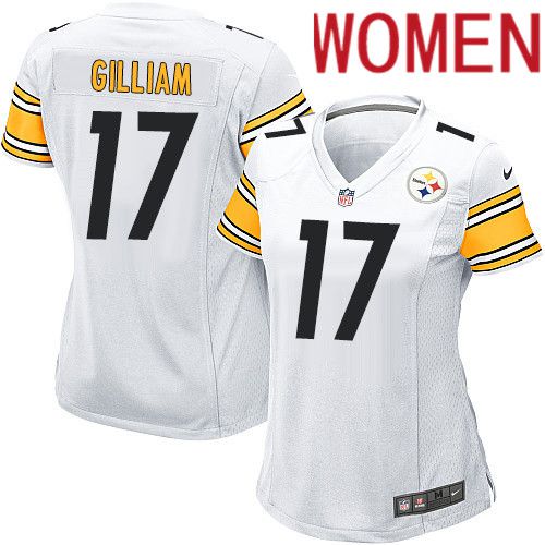 Women Pittsburgh Steelers #17 Joe Gilliam Nike White Game NFL Jersey->women nfl jersey->Women Jersey